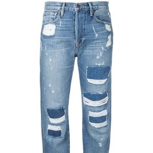 Frame Ripped Straight Leg Jeans